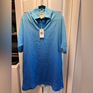 NWT Emily McCarthy Blue Ombré Poppy Dress, Size L